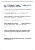 GA DMV Permit Practice Test Questions With Complete Solutions&period;