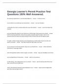  Georgia Learner's Permit Practice Test Questions 100&percnt; Well Answered&period;