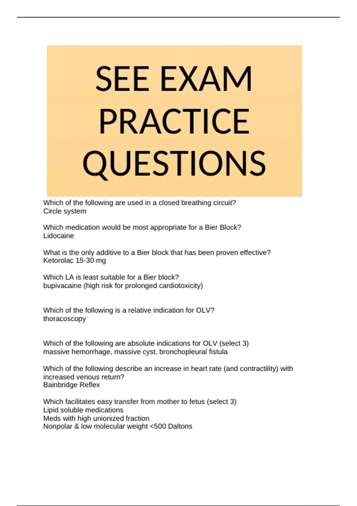See Question Sample SEE EXAM PRACTICE QUESTIONS - SEE - Stuvia US