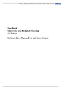 Test Bank Maternity and Pediatric Nursing 3rd Edition  By Susan Ricci, Theresa Kyle, and Susan Carman LATEST 2022