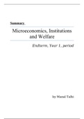 Summary Microeconomics, Institutions and Welfare Endterm