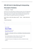 NR 449 Unit 6: Identifying & Interpreting Descriptive Statistics (V1), 2021 Update Study Guide, Correctly Answered Questions, Test bank Questions and Answers with Explanations (latest Update), 100% Correct, Download to Score A