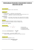 Bundel van samenvatting en formuleblad voor Financieel management voor de creatieve sector