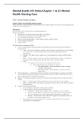 Mental health ATI Notes Chapter 1 to 33 Mental Health Nursing Care GRADED A
