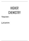Higher Chemistry SQA unit 3 Summary notes