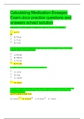Calculating Medication Dosages Exam&period;docx practice questions and answers solved solution 
