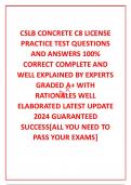  CSLB CONCRETE C8 LICENSE PRACTICE TEST QUESTIONS AND ANSWERS 100&percnt; CORRECT COMPLETE AND WELL EXPLAINED BY EXPERTS GRADED A&plus; WITH RATIONALES WELL ELABORATED LATEST UPDATE 2024 GUARANTEED SUCCESS&lbrack;ALL YOU NEED TO PASS YOUR EXAMS&rsqb;