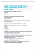 LEAD ABATEMENT SUPERVISOR QUESTIONS WITH COMPLETE SOLUTIONS