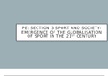 PE: Section 3 Sport and society- Emergence of the globalisation of sport in the 21st century