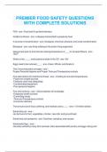 PREMIER FOOD SAFETY SAMPLE TEST 1 QUESTIONS WITH COMPLETE SOLUTIONS