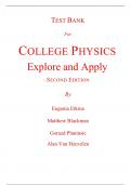 Test Bank for College Physics Explore and Apply 2nd Edition By Eugenia Etkina&comma; Gorazd Planinsic&comma; Alan Van Heuvelen &lpar;All Chapters&comma; 100&percnt; Original Verified&comma; A&plus; Grade&rpar;
