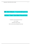 NR 554 Week 7 Commitment to Action Teen Suicide Prevention Assignment