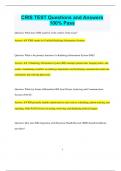 CRIS TEST Questions and Answers  100&percnt; Pass