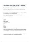 SPORTS MARKETING SHORT ANSWERS WITH COMPLETE SOLUTIONS 2024