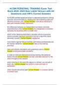 ACSM PERSONAL TRAINING Exam Test Bank 2024- 2025 New Latest Version with All Questions and 100&percnt; Correct Answers