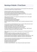 Nursing of Adults 1 Final Exam 2024&sol;2025 Questions With Completed & verified Solutions&period;