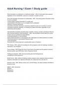 Adult Nursing 1 Exam 1 Study guide 2024&sol;2025 Questions & Verified Solutions&period;