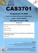 CAS3701 Assignment 10 COMPLETE ANSWERS&rpar; 2024 - DUE 26 August 2024