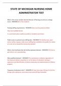  STATE OF MICHIGAN NURSING HOME ADMINISTRATOR TEST QUESTIONS AND ANSWERS 2024