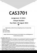 CAS3701 Assignment 10 &lpar;ANSWERS&rpar; 2024 - DISTINCTION GUARANTEED