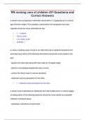 RN nursing care of children ATI Questions and Answers