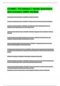 CCHMC&colon; TCI Edition 7 Study Questions and Answers 100&percnt; Verified