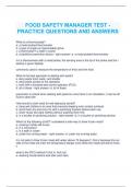 FOOD SAFETY MANAGER TEST - PRACTICE QUESTIONS AND ANSWERS