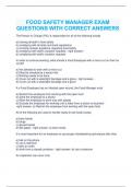 FOOD SAFETY MANAGER TEST - PRACTICE QUESTIONS AND ANSWERS