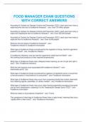 FOOD SAFETY MANAGER TEST - PRACTICE QUESTIONS AND ANSWERS