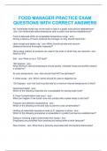 FOOD SAFETY MANAGER TEST - PRACTICE QUESTIONS AND ANSWERS