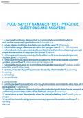 FOOD SAFETY MANAGER TEST - PRACTICE QUESTIONS AND ANSWERS