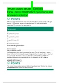  MATH &sol;225N&sol; MATH Statistic Final &period;docx 2020&sol;2021 questions and answers solution 