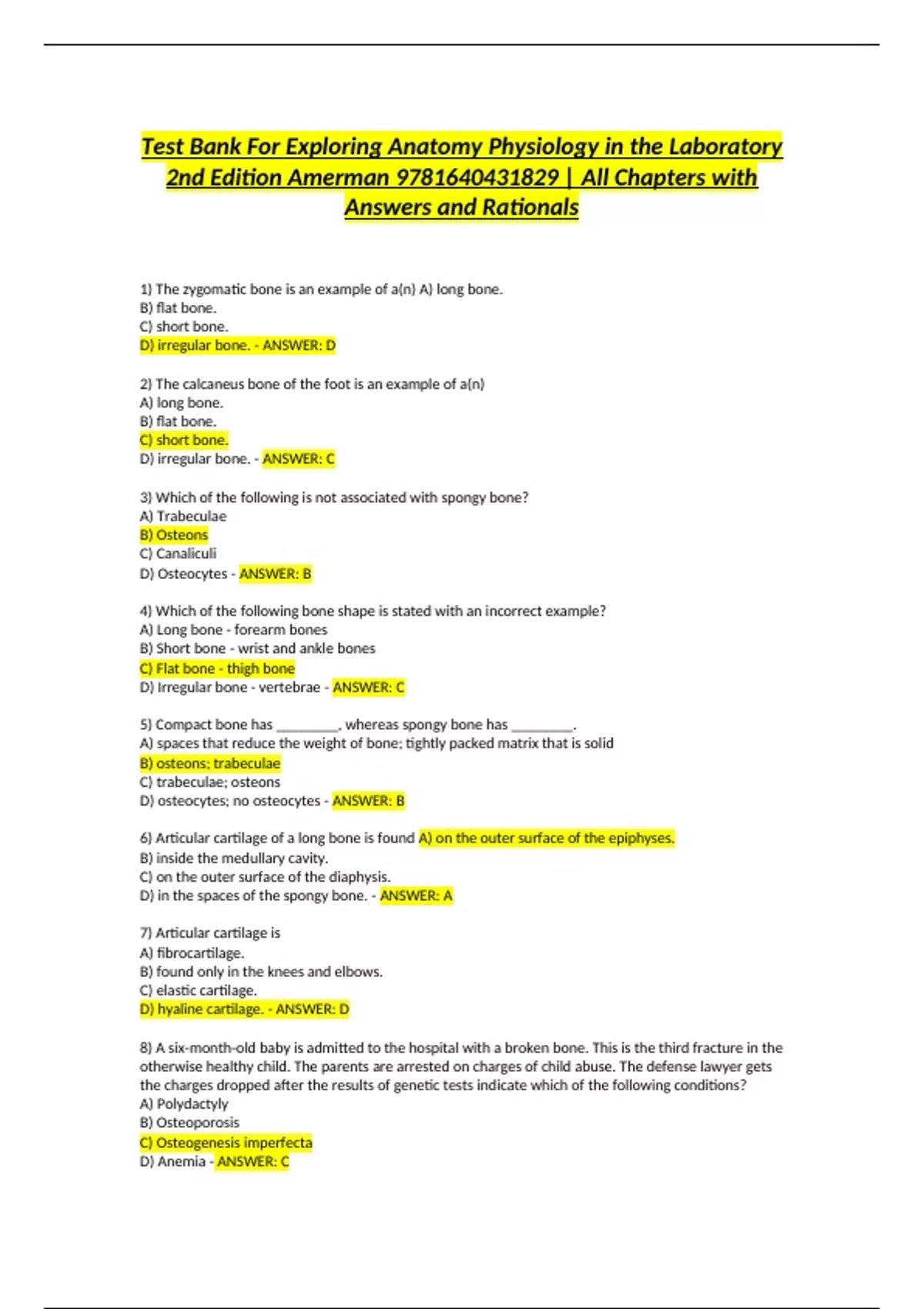 Test Bank For Exploring Anatomy Physiology in the Laboratory 2nd ...