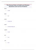 The Human Body in Health and Disease Questions and Correct Answers