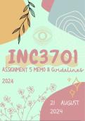 INC3701 Assignment 5 Guidelines and Memo due 21 August 2024