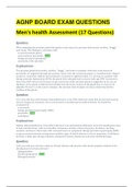 AGNP BOARD EXAM QUESTIONS Men's health Assessment (17 Questions)_ Complete Solution A+ Guide