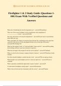 Firefighter 1 & 2 Study Guide &lpar;Questions 1- 100&rpar; Exam With Verified Questions and Answers