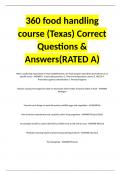 360 food handling course &lpar;Texas&rpar; Correct Questions & Answers&lpar;RATED A&rpar;