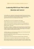 Leadership HESI Exam With Verified Questions and Answers