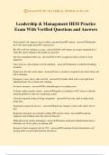 Leadership & Management HESI Practice Exam With Verified Questions and Answers