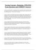 Nursing Concepts - Beginning UPDATED  Exam Questions and CORRECT Answers