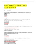 PSYCHOLOGY 291 EXAM 4 STUDY GUIDE &vert; LATEST GUIDE