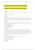 AGNP BOARD EXAM QUESTIONS Pediatrics Assessment (127 Questions)_Complete Solution A+
