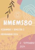 HMEMS80 Assignment 1 Semester 2 Memorandum Due 2 September 2024