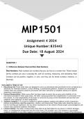 MIP1501 Assignment 4 &lpar;ANSWERS&rpar; 2024 - DISTINCTION GUARANTEED