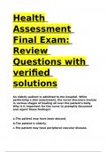 Health Assessment Final Exam Review Questions with verified solutions&period;