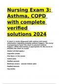 Nursing Exam 3 Asthma&comma; COPD with complete verified solutions 2024&period;