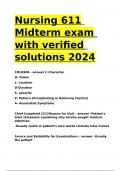 Nursing 611 Midterm exam with verified solutions 2024