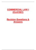 COMMERCIAL LAW TEST BANK:RECENT PAST PAPERS AND SUMMARIZED NOTES>UNISA 2020/2021 