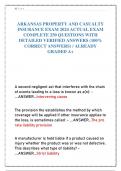 ARKANSAS PROPERTY AND CASUALTY INSURANCE EXAM 2024 ACTUAL EXAM  COMPLETE 250 QUESTIONS WITH DETAILED VERIFIED ANSWERS &lpar;100&percnt; CORRECT ANSWERS&rpar; &sol; ALREADY GRADED A&plus;